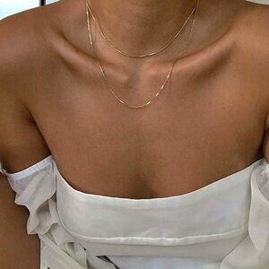 18k Gold Plated 18 Inch Womens Snake Chain Necklace New